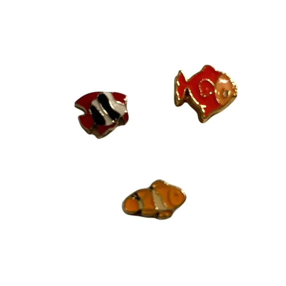 Lot 48+ Pcs Floating Locket Enamel Charms Colorful Fish Frogs Lobsters Penguins